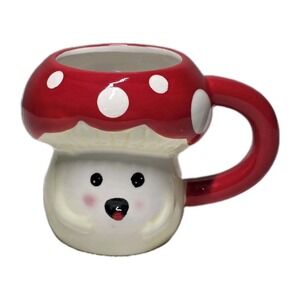 Expresso Mushroom Mugs Cups Red/White Polka Dots Decor By EB